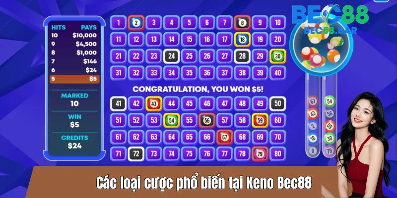 Các loại cược phổ biến tại Keno Bec88